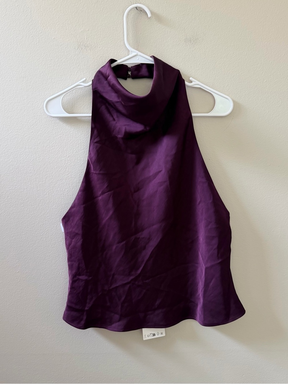 Zara Satin Halter Camisole in Deep Plum - Picture 12 of 16